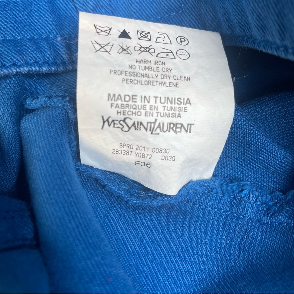 Yves Saint Laurent YSL Blue Straight Leg Jeans Low Rise Stretch Denim EU 36 US 6 - Picture 8 of 14